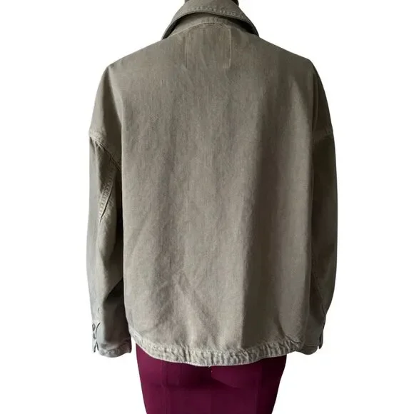 Zara Oversized Jacket Shacket Utility Cotton Green Small - Picture 3 of 10